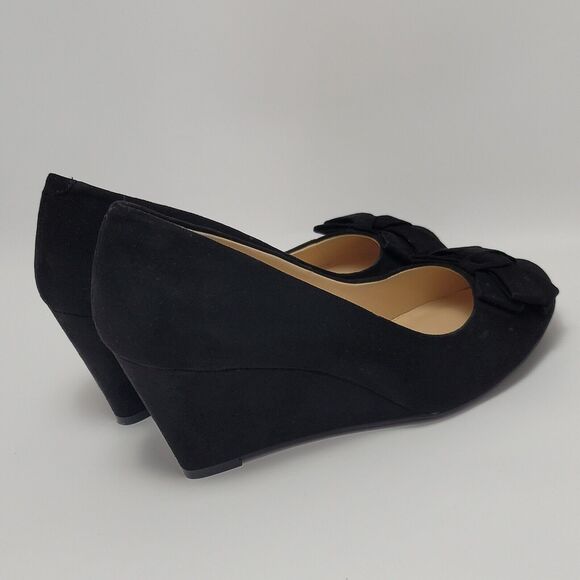 Jessica Simpson Sheryll Womens Suede Black Bow Toe Slip On Wedge Shoes Size 8M - Picture 10 of 12